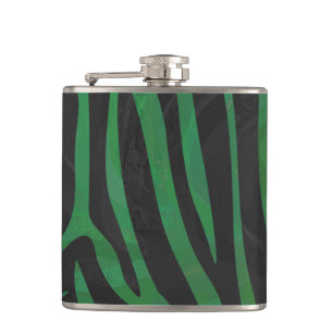 Flasques Zebra Black et Green Print
