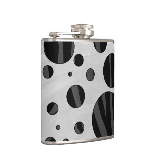 Flasques Zebra Polka point noir et gris impression