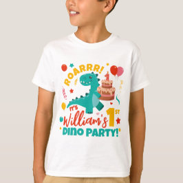 Flat 1. Geburtstag Dino Party farbenfroh T-Shirt