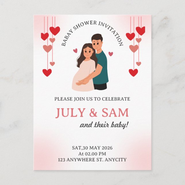 Flat Card- baby shower card invitation (Devant)