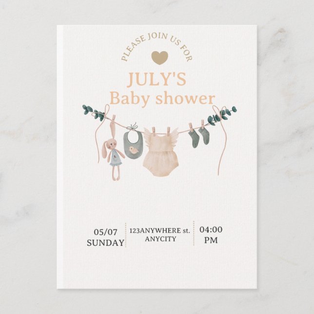 Flat Card BABY SHOWER Postkarte (Vorderseite)
