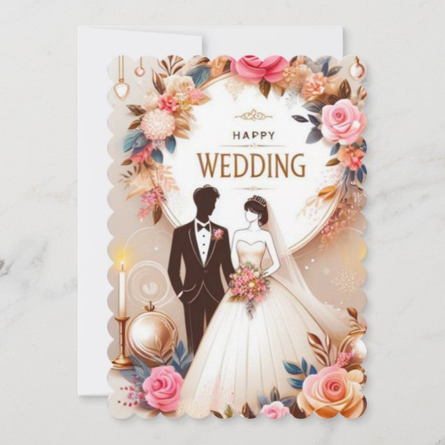Flat Card Happy Wedding (Vorderseite)