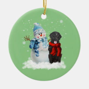 Flat Coated Retriever Dog Weihnachtsschneemann Chr Keramik Ornament