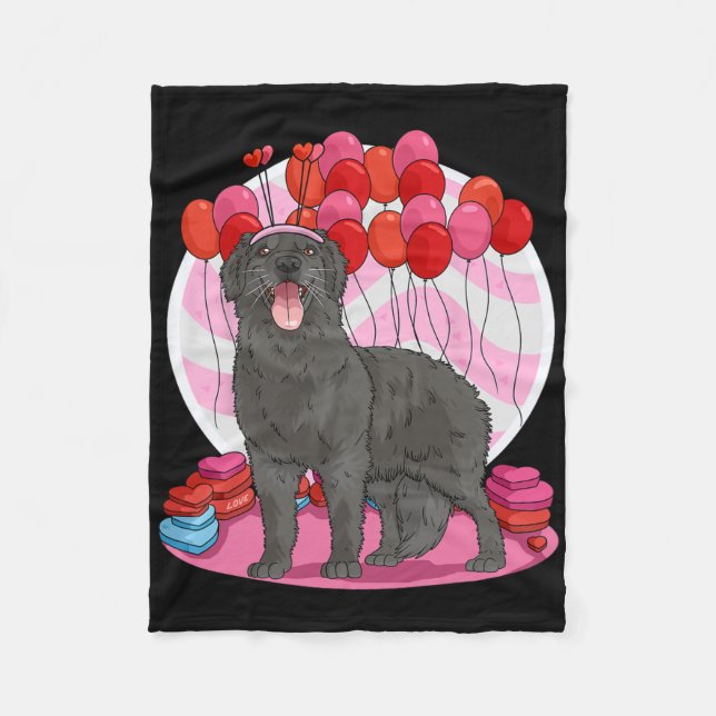 Flat-coated Retriever Herz Valentinstag Hund  Fleecedecke (Vorderseite)