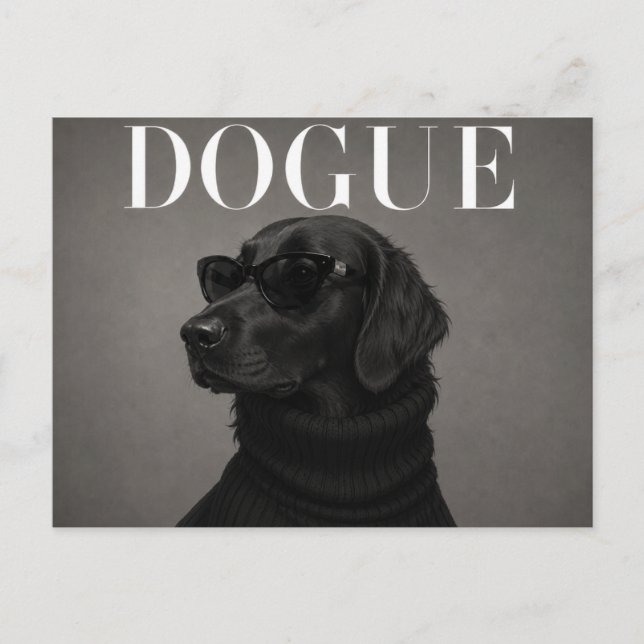 Flat Coated Retriever Luxus-Mode-Editorial Postkarte (Vorderseite)