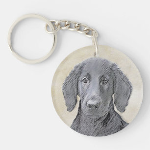Flat-Coated Retriever Painting - Original Dog Art Schlüsselanhänger