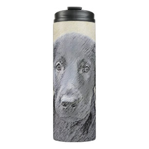 Flat-Coated Retriever Painting - Original Dog Art Thermosbecher
