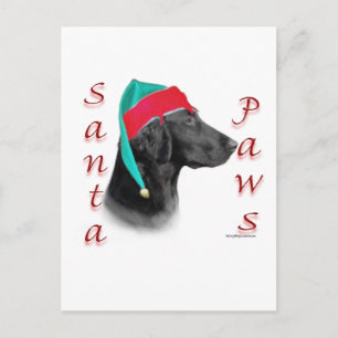 Flat Coated Retriever Santa Paws Feiertagspostkarte