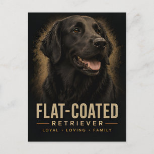 Flat Coated Retriever Treuer Liebenswerter Familie Postkarte