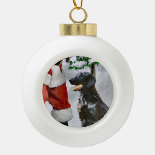 Flat-Coated Retriever Weihnachten Keramik Kugel-Ornament
