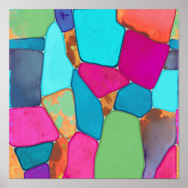 Flat Color Toxic Corrosion Abstract Tapestry Poster