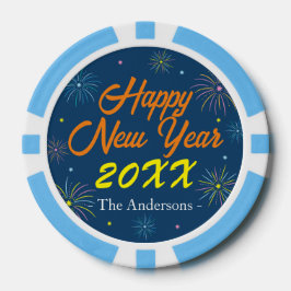 Flat Colorful Silvester Party - Blau Pokerchips