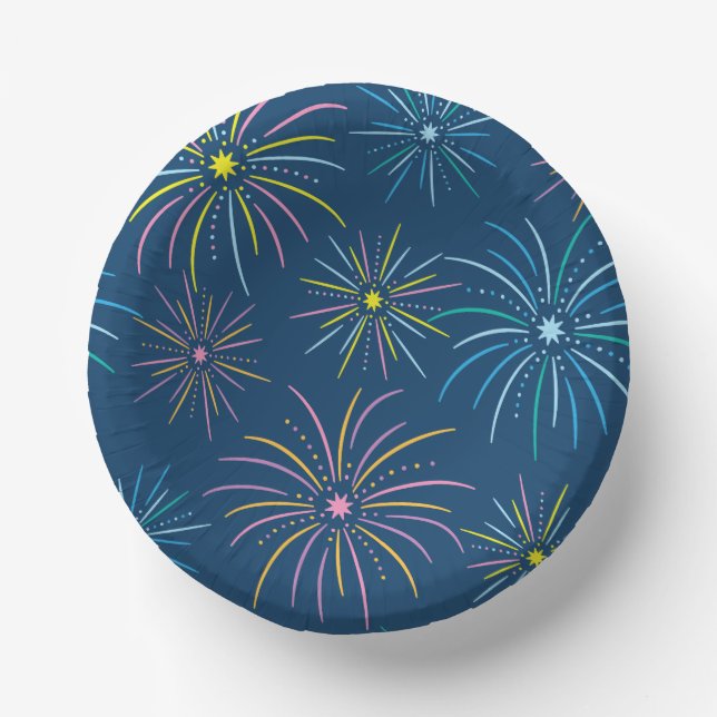 Flat Colorful Silvester Party Pattern - blau Pappteller (Vorderseite)