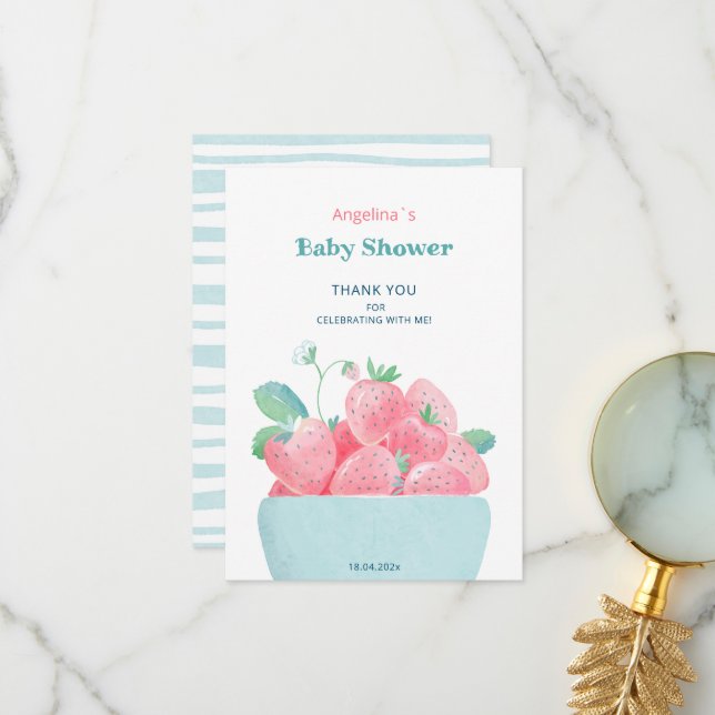 Flat Danke Baby Duwer Card Erdbeeren (Vorderseite/Rückseite Beispiel)