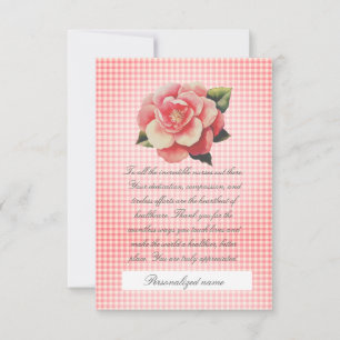 Flat Dankeschön Card Rosa Gingham Dankeskarte