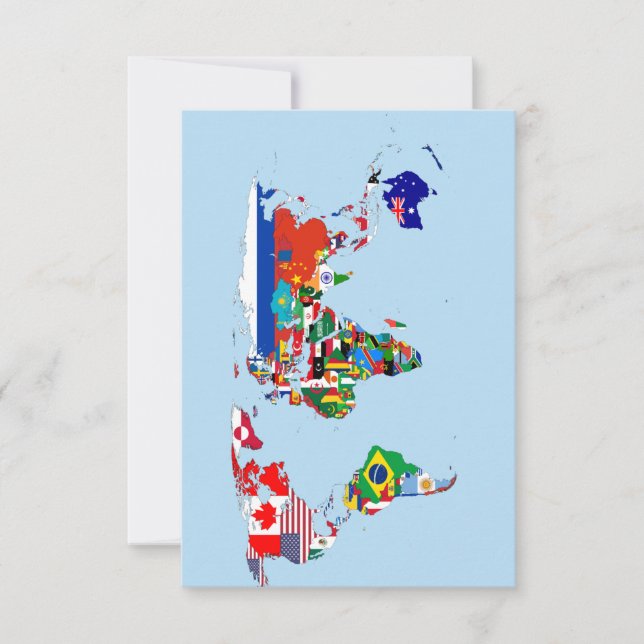 Flat Dankeschön Karte zur Weltkarte der Flaggen (Vorderseite)