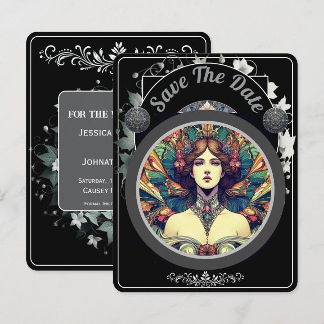 Flat Dark Save the Date Card (Vorne/Hinten)