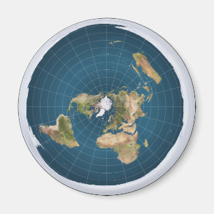 Flat Earth Azimuthal Ädistant Blue Map Magnet