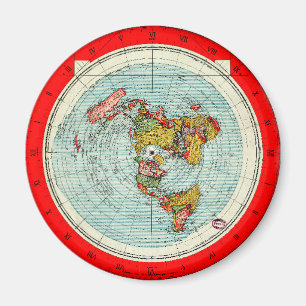 Flat Earth Azimuthal Projektionsdiagramm Magnet