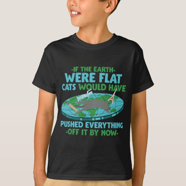Flat Earth eine Katze, die eine lustige Kitte spie T-Shirt (Vorderseite)