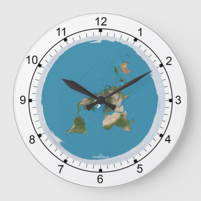 Flat Earth Large Wall Clock Große Wanduhr (Vorderseite)