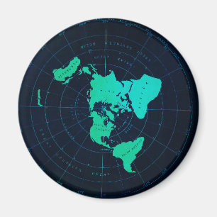 Flat Earth Map (Azimuthal äquidistant-Projektion) Magnet