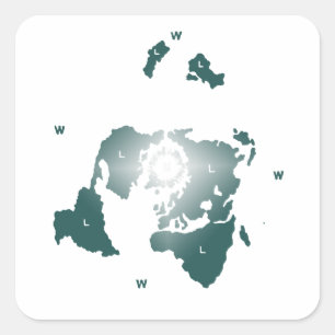Flat Earth Map, Azimuthal Equidistant Map Zetetic Quadratischer Aufkleber