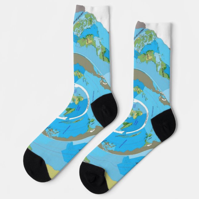 Flat Earth Map Socks - Unique Geographical Design Socken (Linkes Detail)