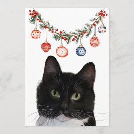 Flat Holiday Cat Card Feiertagskarte