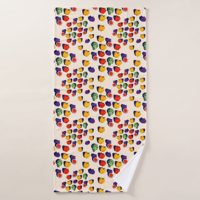 Flat lay pattern of figs bell peppers (Serviette de bain)