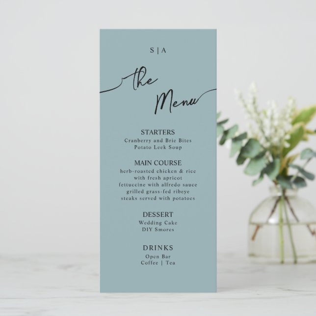 Flat Menu für Boho Wedding. Menükarte (Stehend Vorderseite)