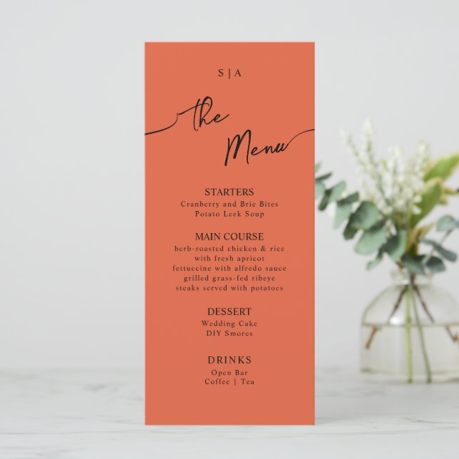 Flat Menu für Boho Wedding. Menükarte (Stehend Vorderseite)