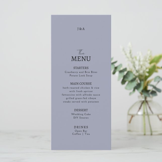 Flat Menu Hochzeit Minimalistisch modern. Menükarte (Stehend Vorderseite)