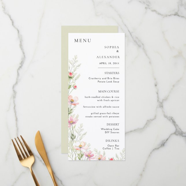 Flat Menu Minimalistisch moderne Kalligraphie, Hoc Menükarte (Vorderseite/Rückseite Beispiel)