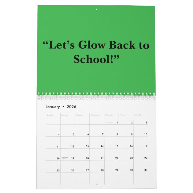 Flat Neon Green Background – School Texture Kalender (Jan 2026)