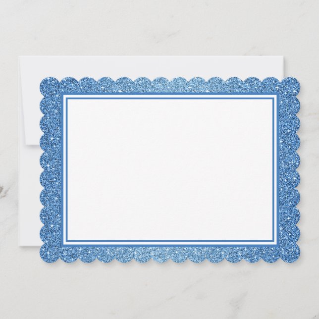 Flat Note Card Blue Glitzer Border Mitteilungskarte (Vorderseite)