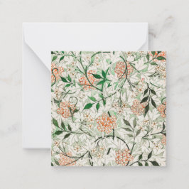 FLAT NOTE CARD : WILLIAM MORRIS : JASMINE MITTEILUNGSKARTE
