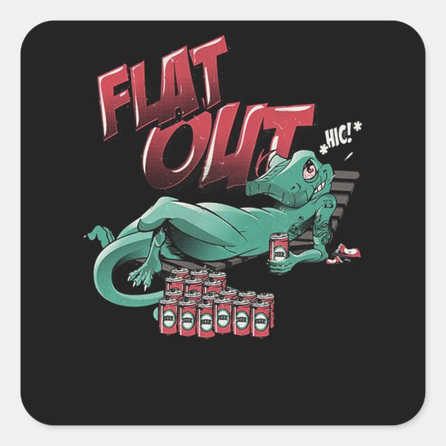 Flat Out Lizard Quadratischer Aufkleber (Vorderseite)