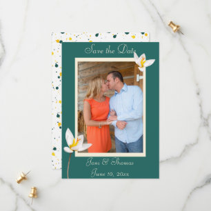 Flat Save the Date-Karte des grünen Fotos Hunter Date