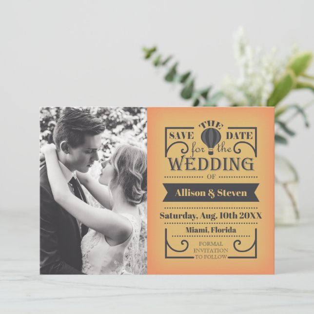 Flat Save the Date Wedding Card (Stehend Vorderseite)