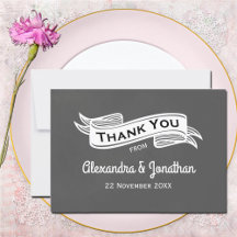 Flat Slate Gray Chalk Style Wedding Danke Karte
