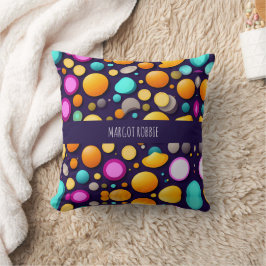 Flat Smile Circles Orange Blue Retro Muster Kissen