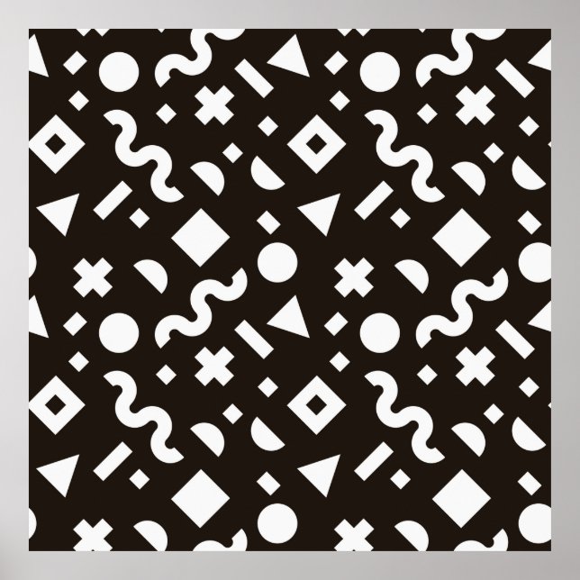 Flat texture of geometric colorful shapes. Monochr Poster (Vorne)