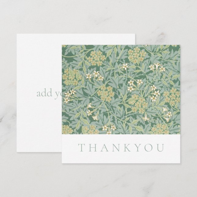 FLAT THANKYOU CARD : WILLIAM MORRIS : JASMINE DANKESKARTE (Vorne/Hinten)