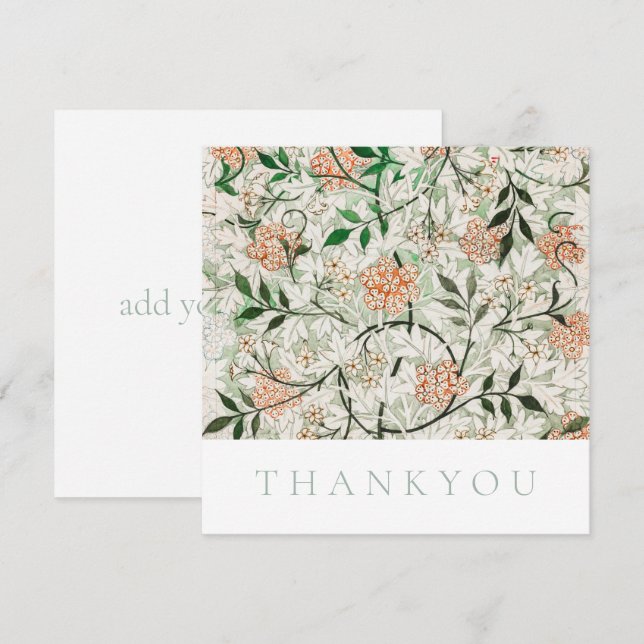 FLAT THANKYOU CARD : WILLIAM MORRIS : JASMINE DANKESKARTE (Vorne/Hinten)