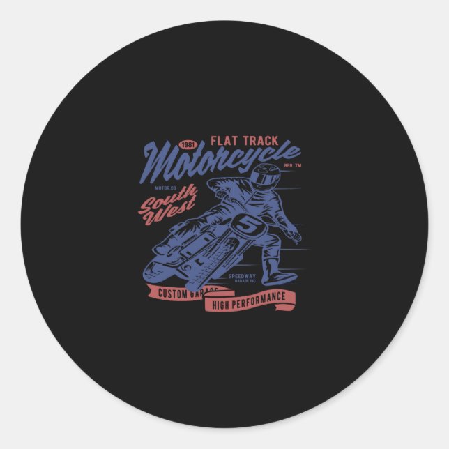 flat track  motorcycle runder aufkleber (Vorderseite)