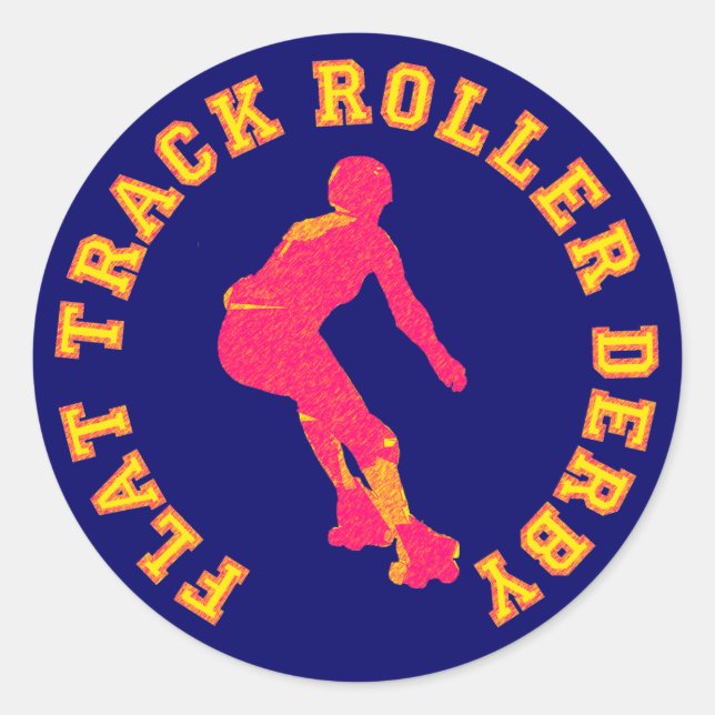 Flat Track Roller Derby Runder Aufkleber (Vorderseite)