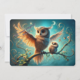 Flat Whimsical Owl Card Feiertagskarte