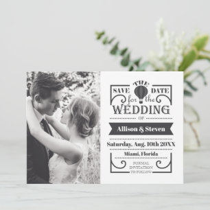 Flat White Save the Date Wedding Card