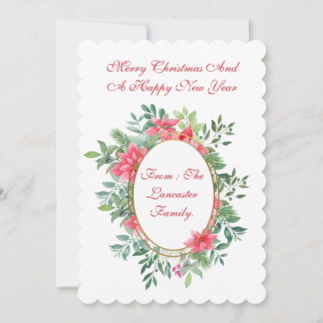 Flat Xmas Botanische Personalisierte Karte (Vorderseite)